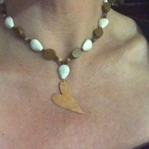 Heart necklace and earrings set -Howlite